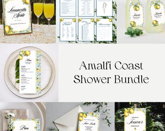 Amalfi Coast Bridal Shower Bundle, Editable Italian Lemon Package, Bridal Shower Set, Editable Instant Download
