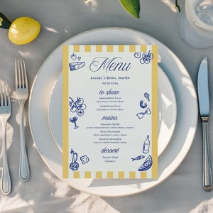 Das ist Amore Amalfiküste Brautdusche Menü, Dinner Party Menü Vorlage, Brautdusche, Italienische Pizza Pasta Bearbeitbare Vorlage, Handgezeichnet