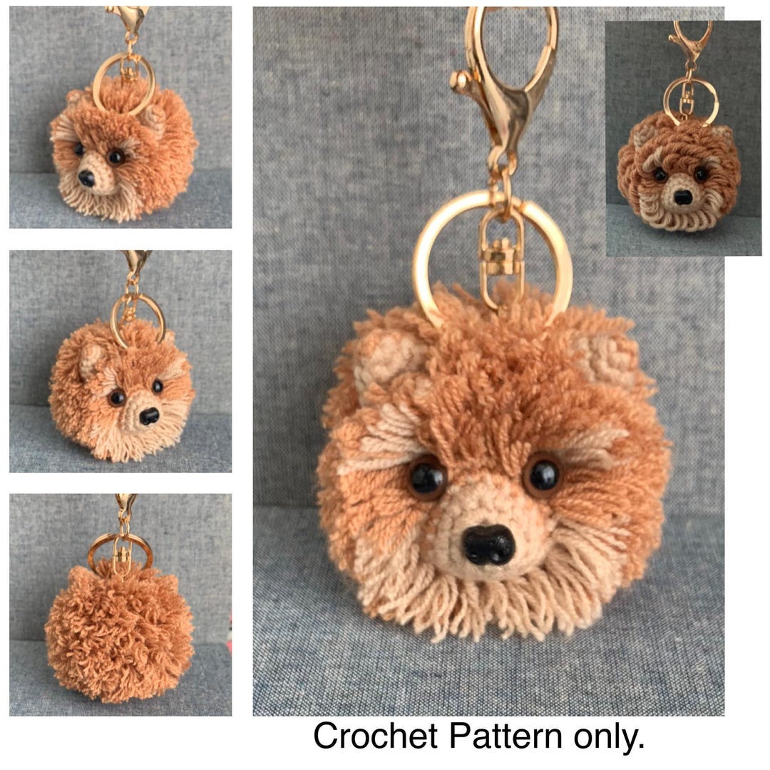 Pomeranian Bag Charm Crochet Pattern, Dog Key Holder Crochet