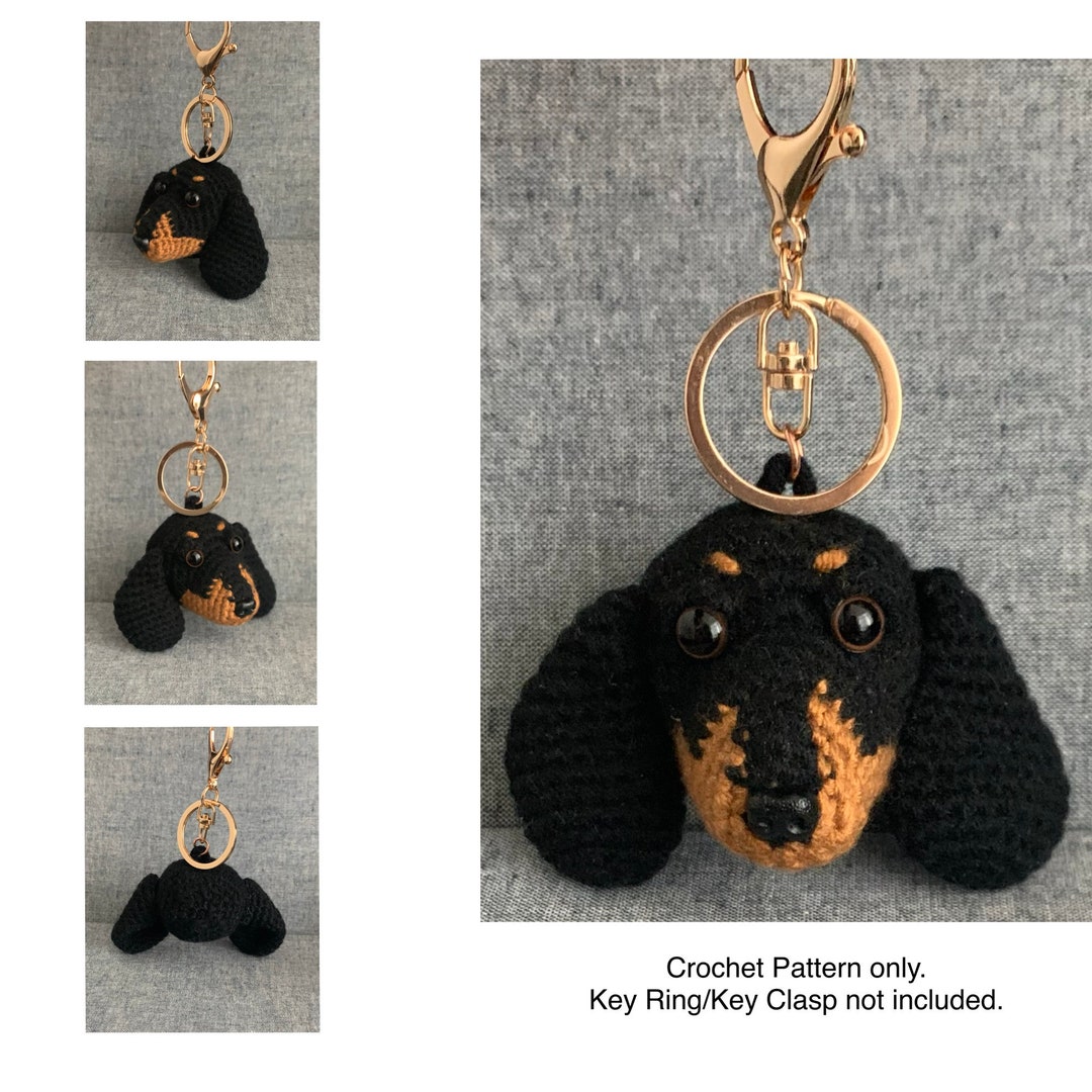Dachshund Bag Charm Crochet Pattern, Dog Key Holder Crochet Pattern