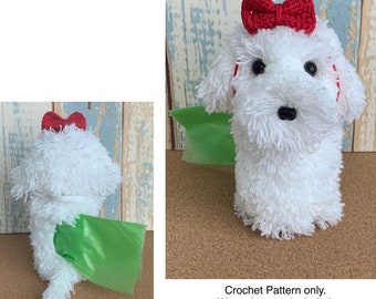 Maltese Dog Poop Bag Dispenser Crochet Pattern, PDF File Format (English)