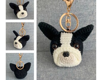Boston Terrier Bag Charm Crochet Pattern, dog Key Holder Crochet Pattern, PDF File Format (English)
