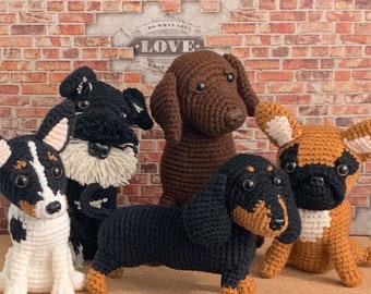 Dog Crochet 5-in-1 Bundle: Crochet Pattern (English), Schnauzer, French Bulldog, Labrador, Dachshund, Toy Fox Terrier, PDF File Format