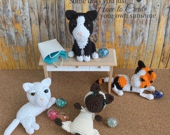 Tuxedo Cat, Calico Cat, White Cat, Ragdoll Cat, Cat Amigurumi Crochet Pattern, PDF File Format