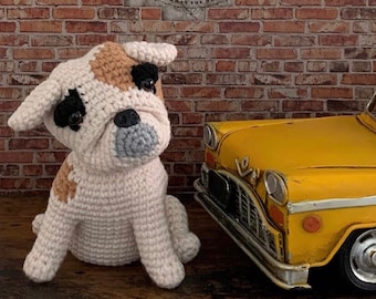 Patrón de crochet de bulldog inglés amigurumi, formato de archivo PDF (inglés)