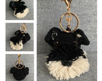 Schnauzer Bag Charm Crochet Pattern, dog Key Holder Crochet Pattern, PDF File Format