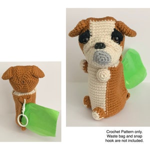 English Bulldog Dog Poop Bag Dispenser Crochet Pattern, PDF File Format (English)