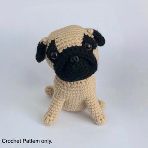 Pug Dog Amigurumi Crochet Pattern, PDF File Format (English)