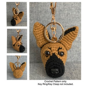 German Shepherd Bag Charm Crochet Pattern, dog Key Holder Crochet Pattern, PDF File Format (English)