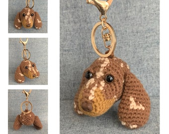 Dapple Dachshund Bag Charm Crochet Pattern, dog Key Holder Crochet Pattern, PDF File Format (English)