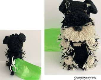 Schnauzer Dog Poop Bag Dispenser Crochet Pattern, PDF File Format (English)