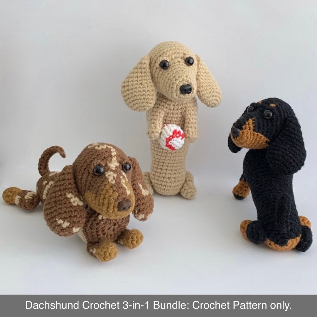 Dachshund Dog Crochet 3in1 Bundle Crochet Pattern Only, Dachshund