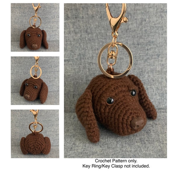 Labrador Bag Charm Crochet Pattern, dog Key Holder Crochet Pattern, PDF File Format