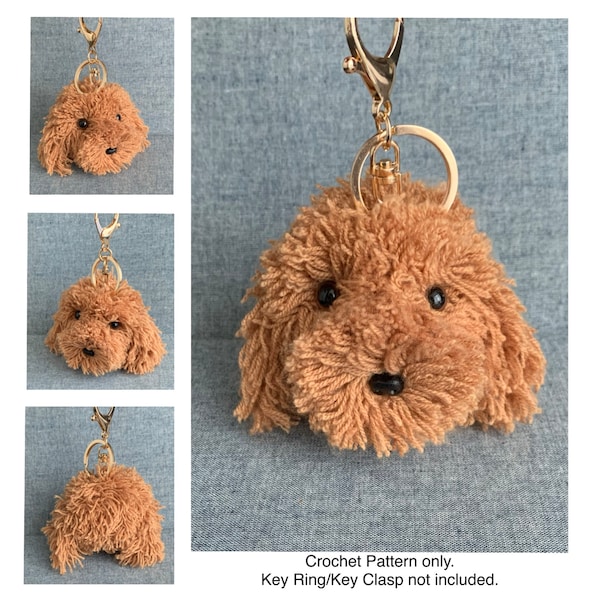 Miniature Poodle Bag Charm Crochet Pattern, dog Key Holder Crochet Pattern, PDF File Format (English)