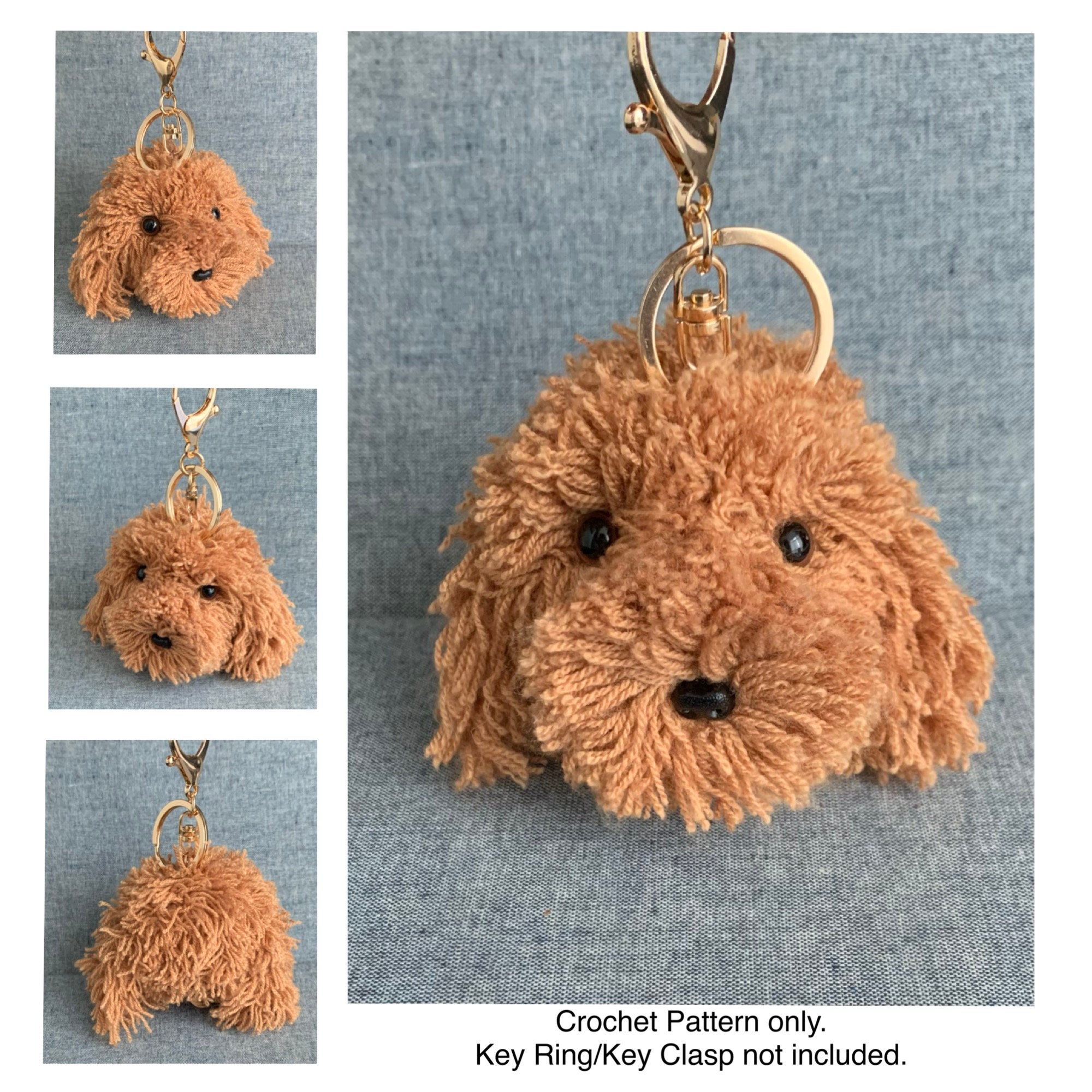 Miniature Poodle Bag Charm Crochet Pattern, Dog Key Holder Crochet