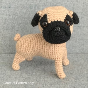 Pug Dog Crochet Pattern, Pug Amigurumi Pattern, Standing, PDF File Format (English)