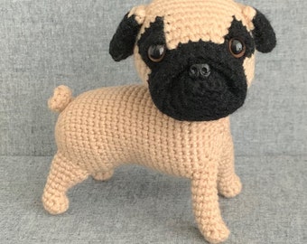 Pug Dog Crochet Pattern, Pug Amigurumi Pattern, Standing, PDF File Format