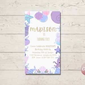 Mermaid Birthday Invitation | Mermaid Invitation | Mermaid Invite | Mermaid Party invite | under the sea | Digital Invitation