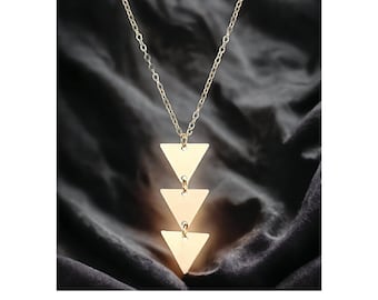 Collier chaîne longue dorée femme Pendentif triangle brillant or Sautoir collier pendentif long femme, Idée cadeau femme Bijoux
