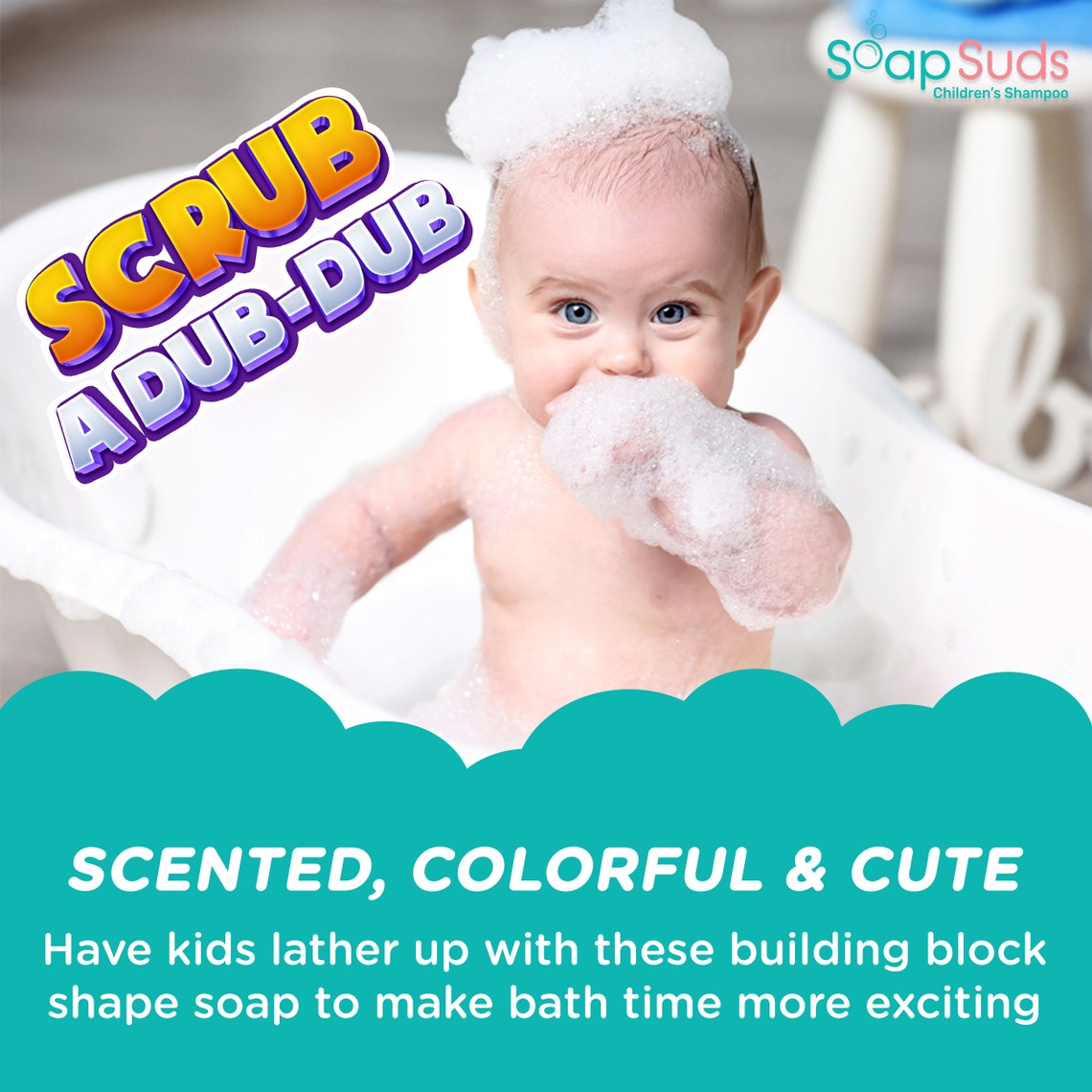 Soap Suds Construction Building Blocks Soap, 2 in 1 Shampoo and