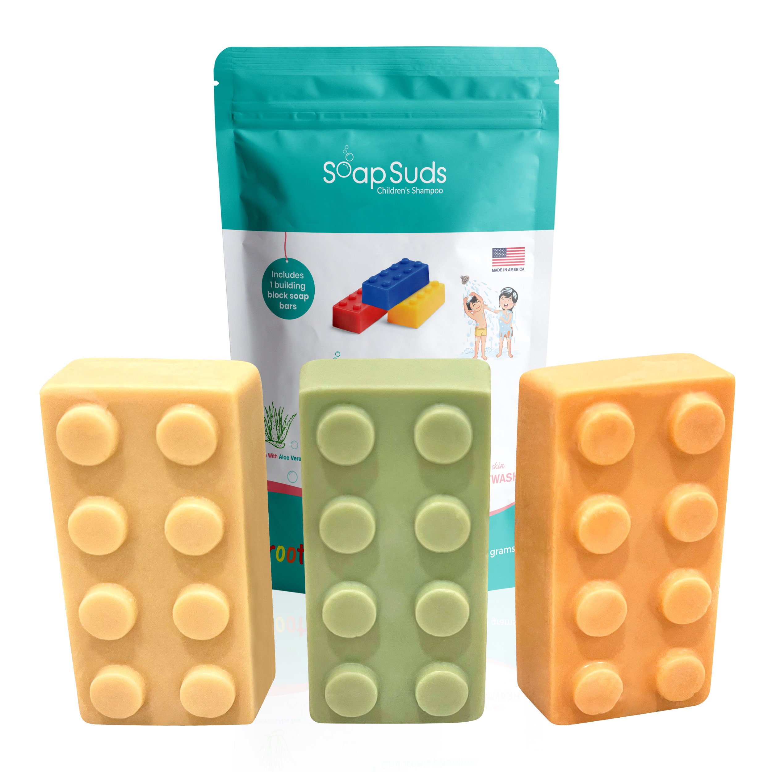 Soap Suds Construction Building Blocks Soap, 2 in 1 Shampoo and