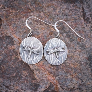 Fine Silver Dragon Fly Earrings, Precious Metal Clay