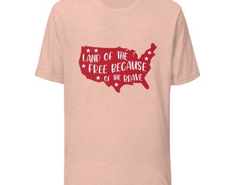 Land of the Free Unisex T-Shirt - America Flag T-Shirt, 4th July Shirt, Patriotic T-Shirts, Gun Owner Shirt, Veteran Shirt Political T-Shirt