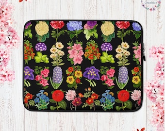 Vintage Flowers Cottage Core Laptop Sleeve Garden Aesthetic Laptop Case Botanical Vintage Flowers Print Laptop Sleeve Flowers Cottagecore