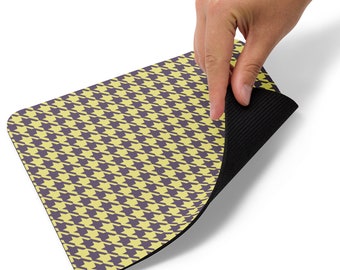 Mouse Pad Yellow Gray Houndstooth Pattern  Cottage Core Décor Farmhouse Chic Grandmillennial Boho Woodland Cottagecore Aesthetic Wedding