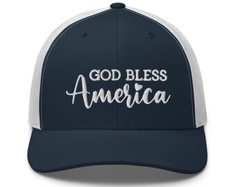 God Bless America Trucker Cap - USA Flag Cap, American Flag, Patriotic Hat, July 4th, Independence Day, Baseball Cap, America Hat, USA Hat