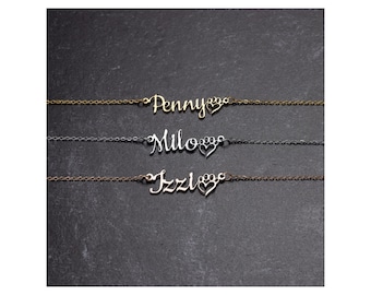 Personalized Dog Paw Name Necklace - Gift for Mom, Mother's Day Gift, Pet Loss Necklace with Name, Pet Memorial Jewelry Gift