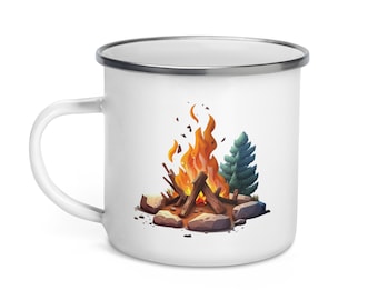 Campfire 12oz Enamel Mug - Camping Coffee Mug, Camp Life Campfire Mug, Camping Mug, Outdoor Mug, Nature Mug, Hiking Mug, Camp Mug