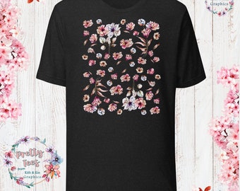 Floral Watercolor Pretty Tee Unisex T-Shirt - Watercolor Floral, Bouquet T-Shirt, Spring Summer Tee, Boho, Cottagecore, Gift for Her/Him