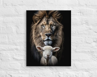 The Lion and the Lamb on Canvas - God Wall Art, Christian Home Decor, Lion of Judah, Canvas Wall Art, Jesus Canvas Print, Gift for Christian