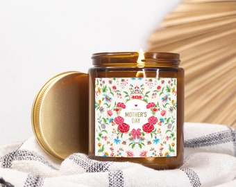 Mother's Day Amber Glass Jar Candle Seven Scents - Gift for Her, Mother’s Day Gift, Toxin-Free Candle, Organic Soy Wax