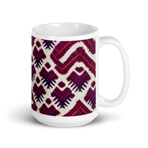 Ikat Print Cottage Core 11 oz or 15 oz Mug Cottage Core Décor Farmhouse Chic Grandmillennial Boho Cottagecore Aesthetic