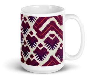 Ikat Print Cottage Core 11 oz or 15 oz Mug Cottage Core Décor Farmhouse Chic Grandmillennial Boho Cottagecore Aesthetic