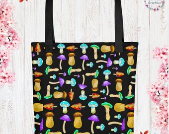 Mushrooms Cottage Core Tote Bag Garden Aesthetic Botanical Illustration Reusable Bag Gift Vegan Bag Farmers Market Tote ECO Friendly