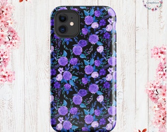 Tough Cottage Core Violet Floral iPhone® Case 11/Pro/Pro Max - 12 mini/12/Pro/Pro Max - 13 mini/13/Pro/Pro Max -14/Plus/Pro/Pro Max