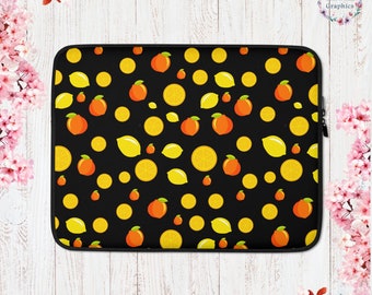 Oranges Lemons Peaches Cottage Core Laptop Sleeve Garden Aesthetic Laptop Case Botanical Fruit Print Laptop Sleeve Flowers Cottagecore