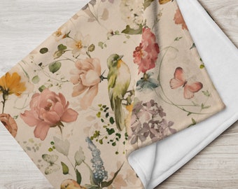 Vintage Floral Cottage Core Throw Blanket Garden Aesthetic Throw Blanket Boho Blanket Throw Blanket Flowers Cottagecore Couch Throw Mom Gift