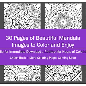Merry Mandalas Coloring Book Two – 30 Pages - Coloring Pages, Adult Coloring Pages, Printable Coloring Page, Instant Download, PDF Coloring