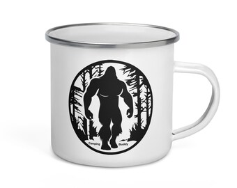 Camping Buddy 12oz Enamel Mug - Sasquatch Mug, Bigfoot Mug, Campfire Mug, Camping Mug, Outdoor Mugs, Nature Mug, Hiking Mug, Camp Mug