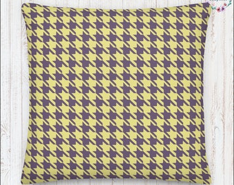 Premium Decorative Pillows Yellow Gray Houndstooth Pattern Cottage Core Décor Farmhouse Chic Grandmillennial Boho Cottagecore Aesthetic