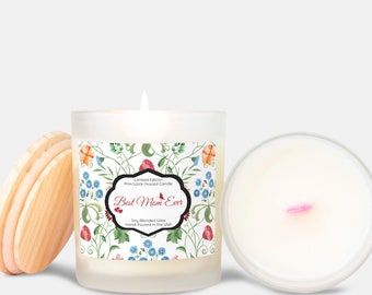 Mother's Day Frosted Glass Soy Candles (Pink Wick) Five Scents + Fragrance-Free – Mother’s Day Gift, Toxin-Free Candle, Organic Soy Wax