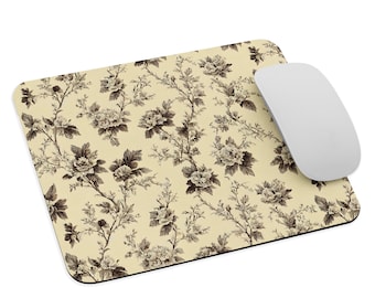 Mouse Pad Beige and Black Toile Cottage Core Décor Farmhouse Chic Grandmillennial Boho Woodland Cottagecore Aesthetic Wedding