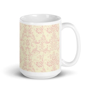 Damask Pattern Cottage Core 11 oz or 15 oz Mug Cottage Core Décor Farmhouse Chic Grandmillennial Boho Cottagecore Aesthetic