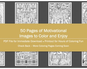 Motivational Coloring Book Three - 50 Pages - Coloring Pages, Adult Coloring Pages, Printable Coloring, Instant Download, PDF Coloring Pages