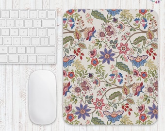 Jacobean Style Cottage Core Mouse Pad Garden Aesthetic Mouse Pad Botanical Floral Print Mouse Pad Flowers Cottagecore