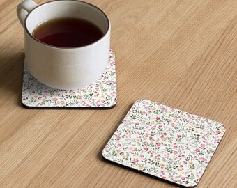 Floral Meadow Flowers Cork-back Coaster - Gift for Mom, Mother's Day Gift, Decorative Mug, Vintage Mug, Coffee Mug, Boho Mug, Cottagecore